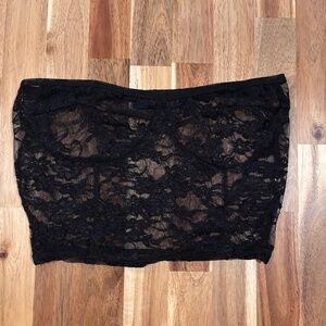 PRETTY LITTLE THINGS Sheer Black lace crop top
